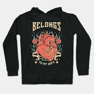 Valentine's Day My heart beats for my Wife edgy emo design heart Hoodie